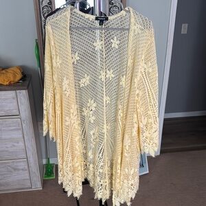 Torrid Yellow Lace Kimono